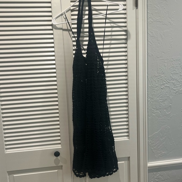 Anthropologie 1X Black Crochet Cover-Up Dress - Picture 2 of 8